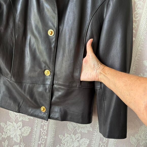 Anne Klein Women's Black Leather Jacket - Picture 3 of 7